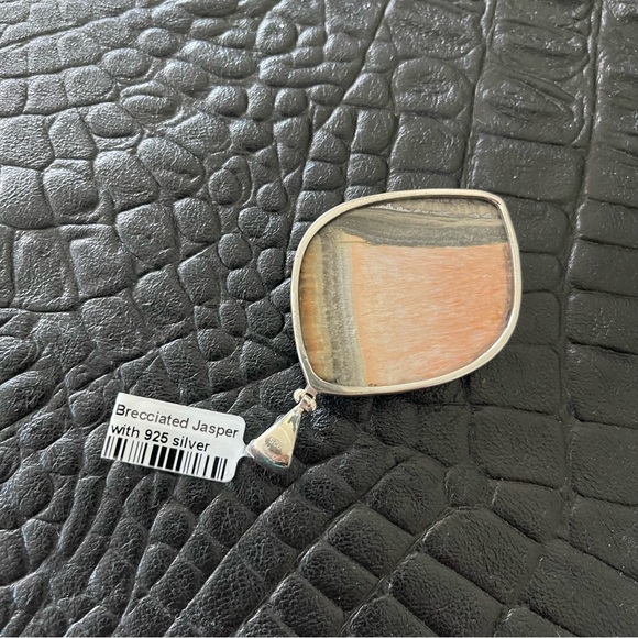 One of a kind brecciated jasper sterling silver pendant - Picture 5 of 9